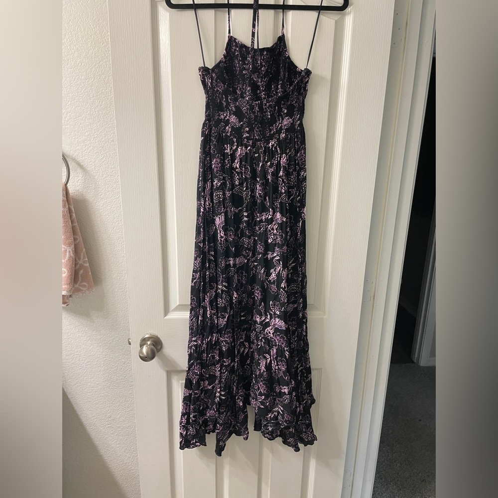 Free People Black and Pink Floral Midi Dress - Picture 3 of 5